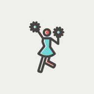 Cheerleader with pom thin line icon N4
