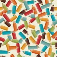 Seamless pattern with colored pencils in retro style N2