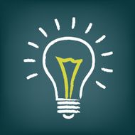 Chalk hand-drawn idea light bulb icon on gradient background