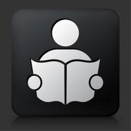 Black Square Button with Person Reading