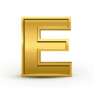 3d bright golden letter E