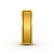 3d bright golden letter I