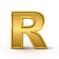 3d bright golden letter R
