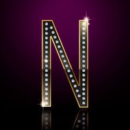 3d elegant diamond letter N