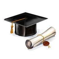 Graduation cap and diploma Vector illustration N2