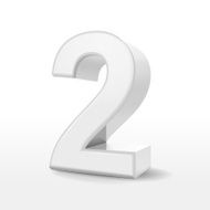 3d white number 2