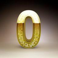 3d golden sequins number 0