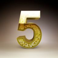 3d golden sequins number 5