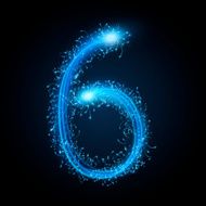 3d blue sparkler firework number 6