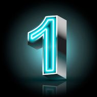 3d blue neon light number 1