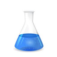 Chemical conical flask with blue solution