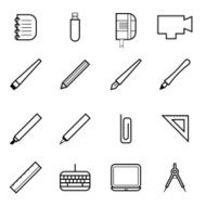 Stationary icons on white background vector illustration