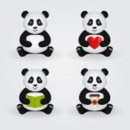 Cute cartoon pandas Vector set N2