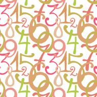 Seamless pattern with hand drawn painted numbers N5