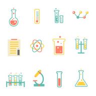 set of flat science icons N4