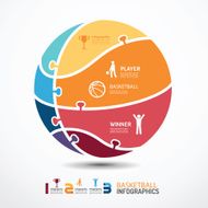 infographic Template with basketball jigsaw banner