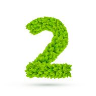 3d green leaves number 2