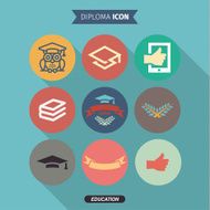 Icons of education and intelligence in Flat Style logo vector