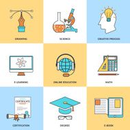 Modern education line icons
