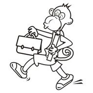 monkey and schoolbag coloring N2