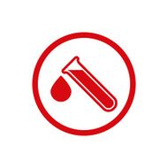 Test tube with drop of blood vector icon