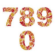 Decorative numerals with natural orange pattern Flowery digits