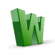 3d green letter W N3
