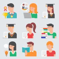 Set of flat style vector education icons