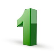 3d shiny green number 1 N3
