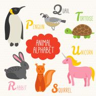 Alphabet for kids Penguin Quail Rabbit Squirrel Tortoise Unicorn N2