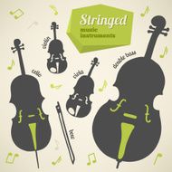 Vector collection of stringed music instruments