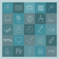 Outline icon set Education and school Flat linear design N2