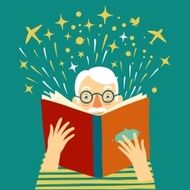 boy reading a book cartoon illustration N3