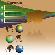 Eurasia map on brown background vector N2