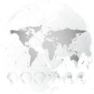 World map with dotted globes light design vector illustration