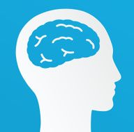 Thinking man Creative brain Idea concept on a blue background