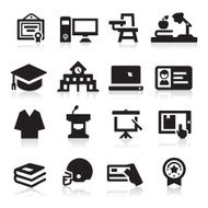 Set of black education and college icons