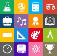 Education Icons and Color Background