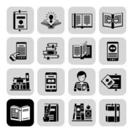 Books Icons Black Set