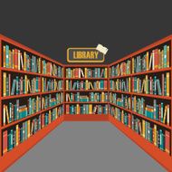 Vector of library book shelf background N4