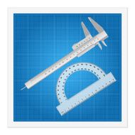 blueprint and ruler instruments N19