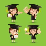 People Set - Education Graduate student character Woman