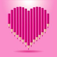 Heart of pink pencils Vector background Valentine&#039;s Day