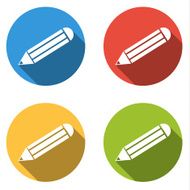 Collection of 4 isolated flat buttons for pencil (write us)