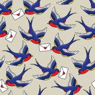 Old school pattern with birds and letters N7