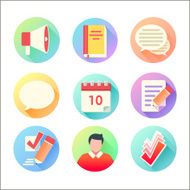 Flat trendy education colorful icons set N2