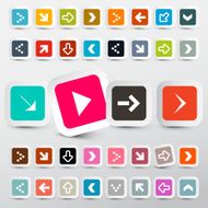 Vector Arrows Set on Paper Rounded Squares