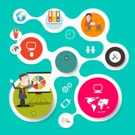 Circle Paper Retro UI Flat Design Infographics Template - Layout N2