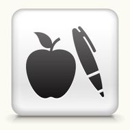 Square Button with Apple &amp; Pen