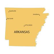 yellow map of Arkansas